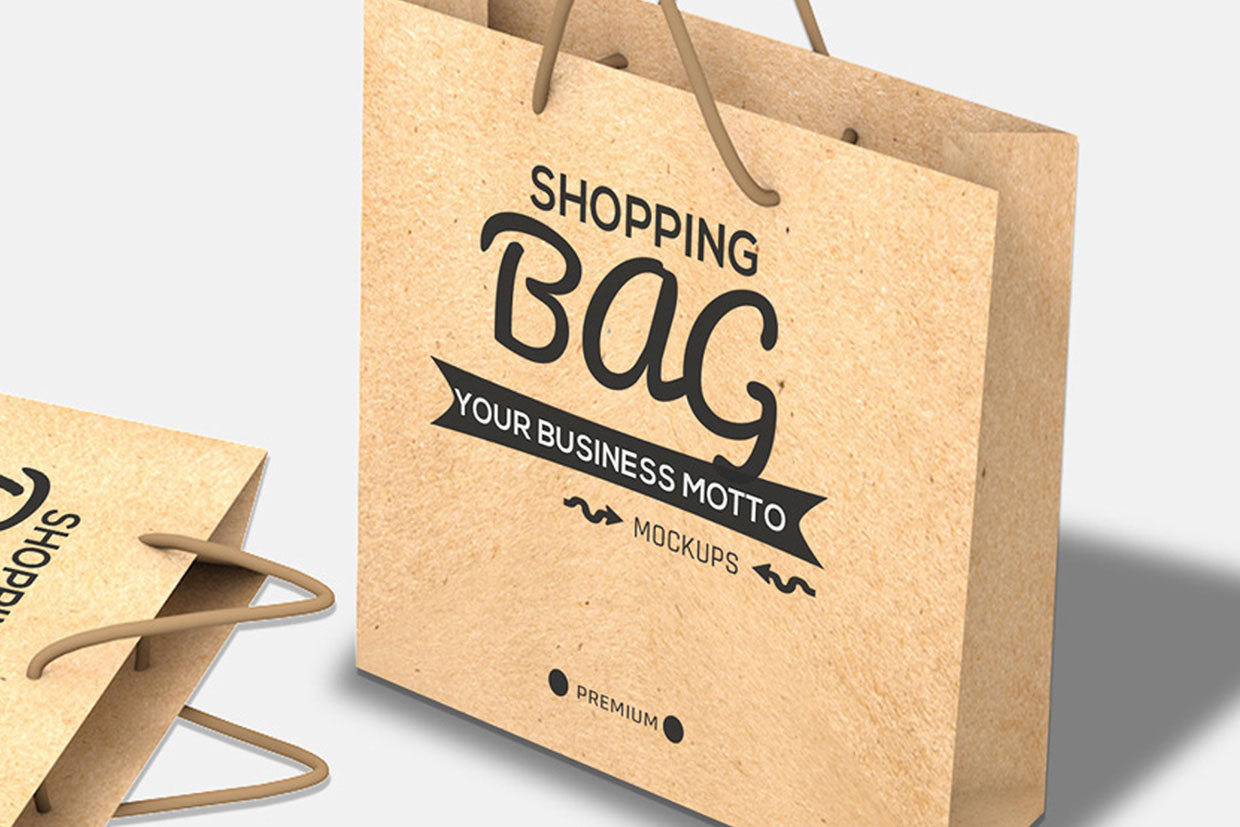 牛皮纸购物袋设计模板 Shopping Bag Mockup