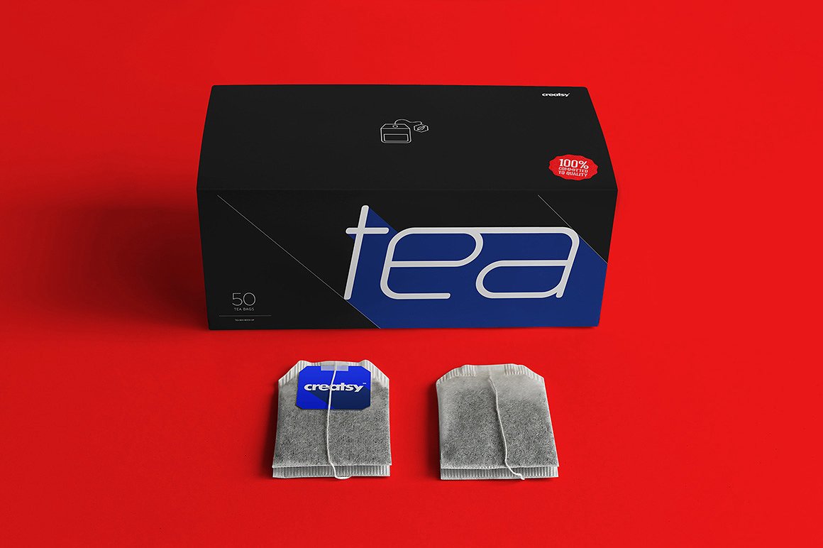 茶叶盒和标签样机模版 Tea Box and Label M