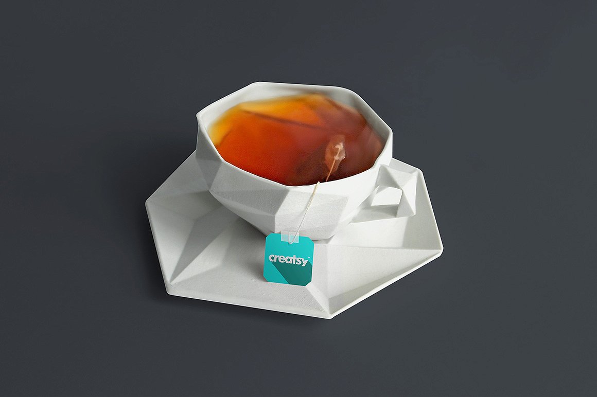 茶叶盒和标签样机模版 Tea Box and Label M