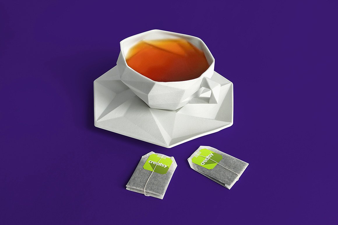 茶叶盒和标签样机模版 Tea Box and Label M