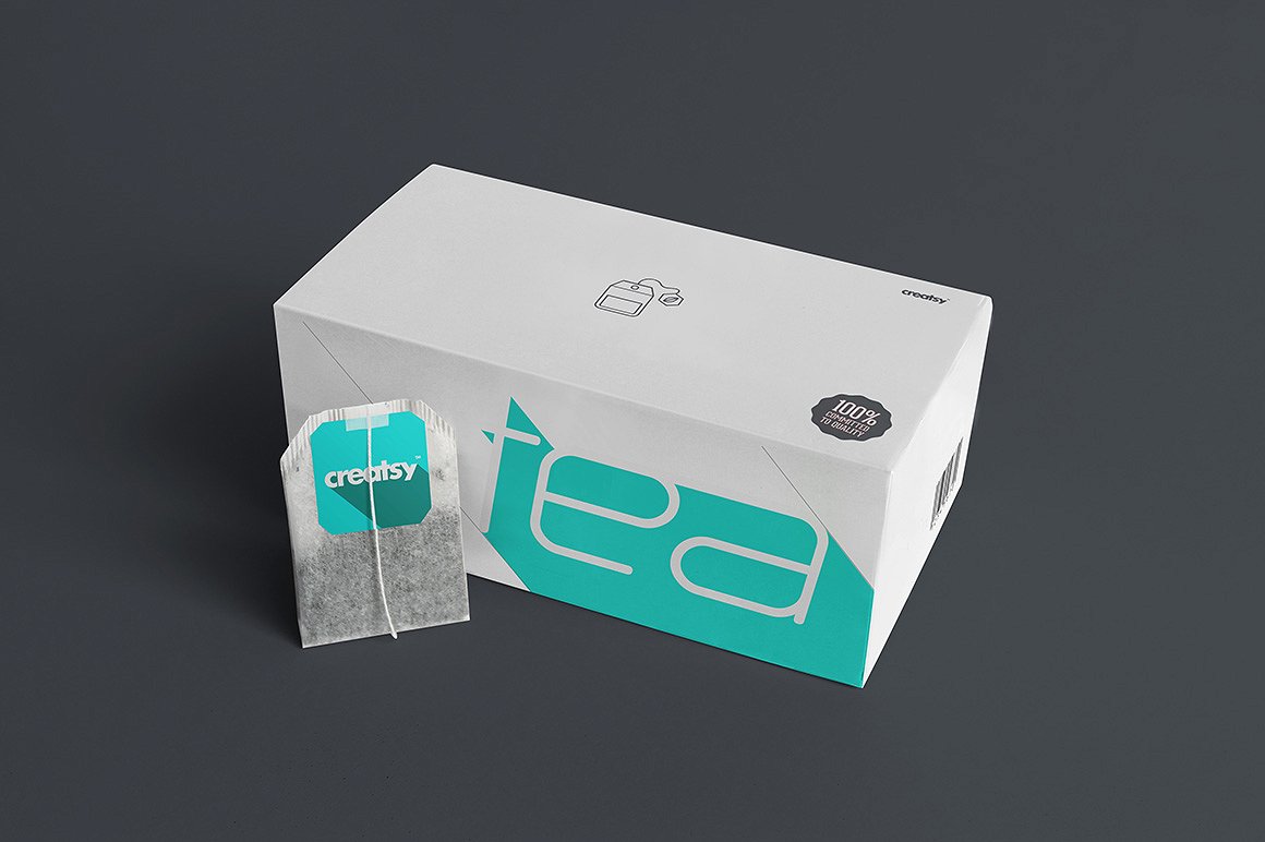 茶叶盒和标签样机模版 Tea Box and Label M