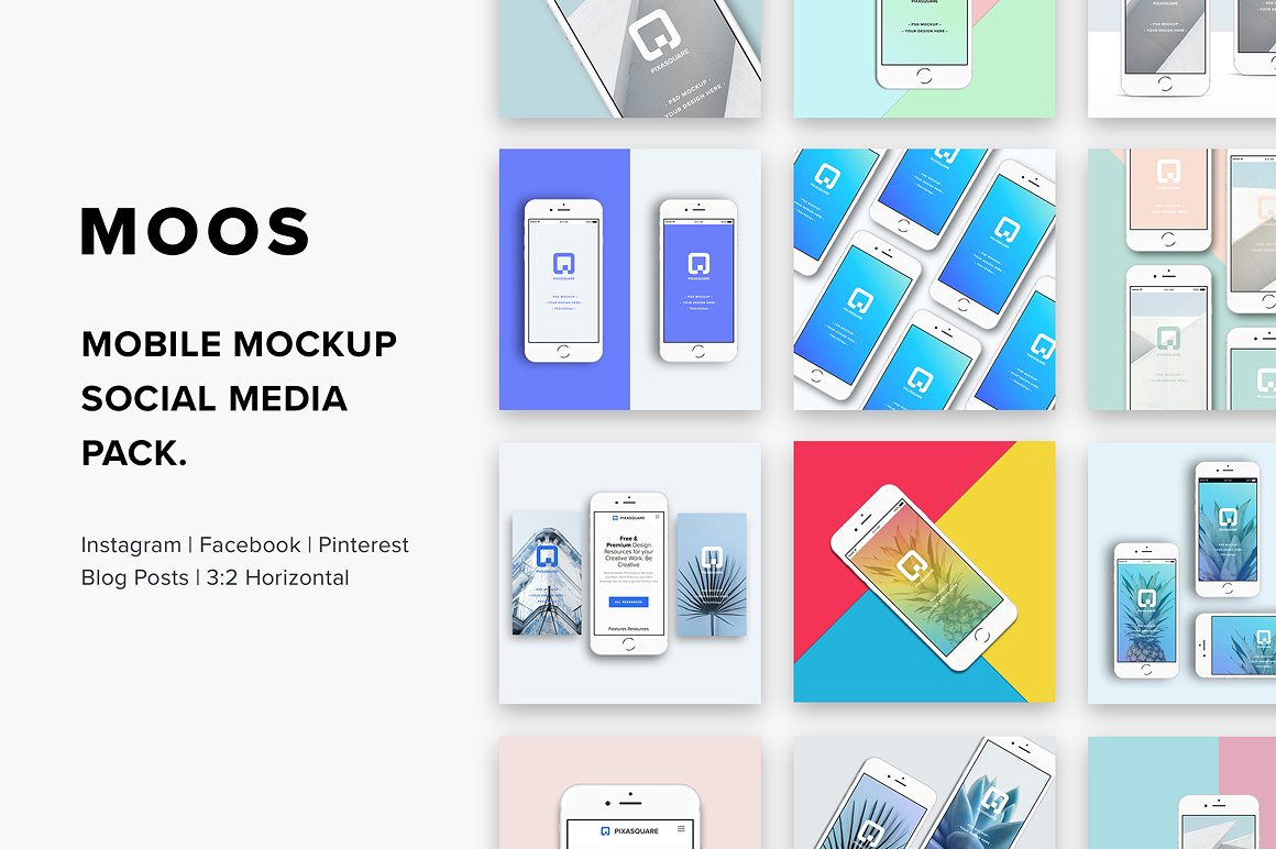 社交媒体、博客和网站展示样机 Moos – Mobile M