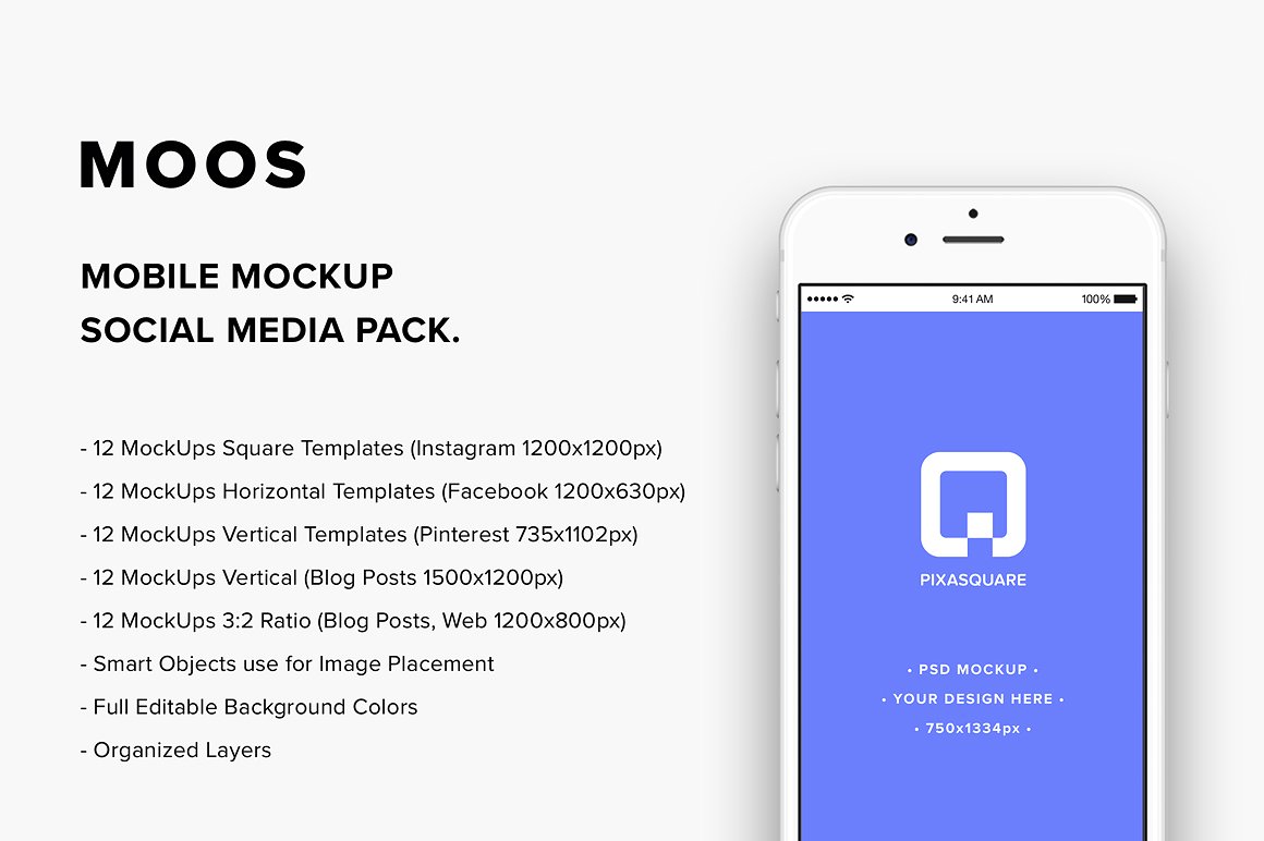 手机社交媒体样机模板 Moos - Mobile Mocku