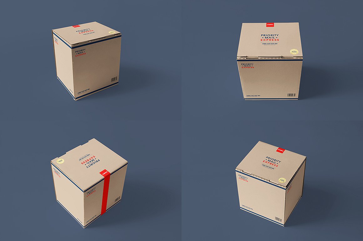 包装盒样机模板（3组模型） Mailing Box 3 Ty