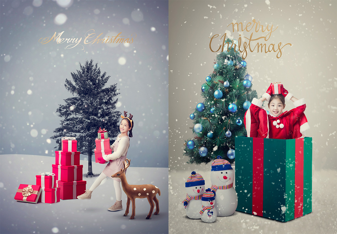温馨的冬季圣诞节快乐合成海报模版PSD高清照片素材合集包20