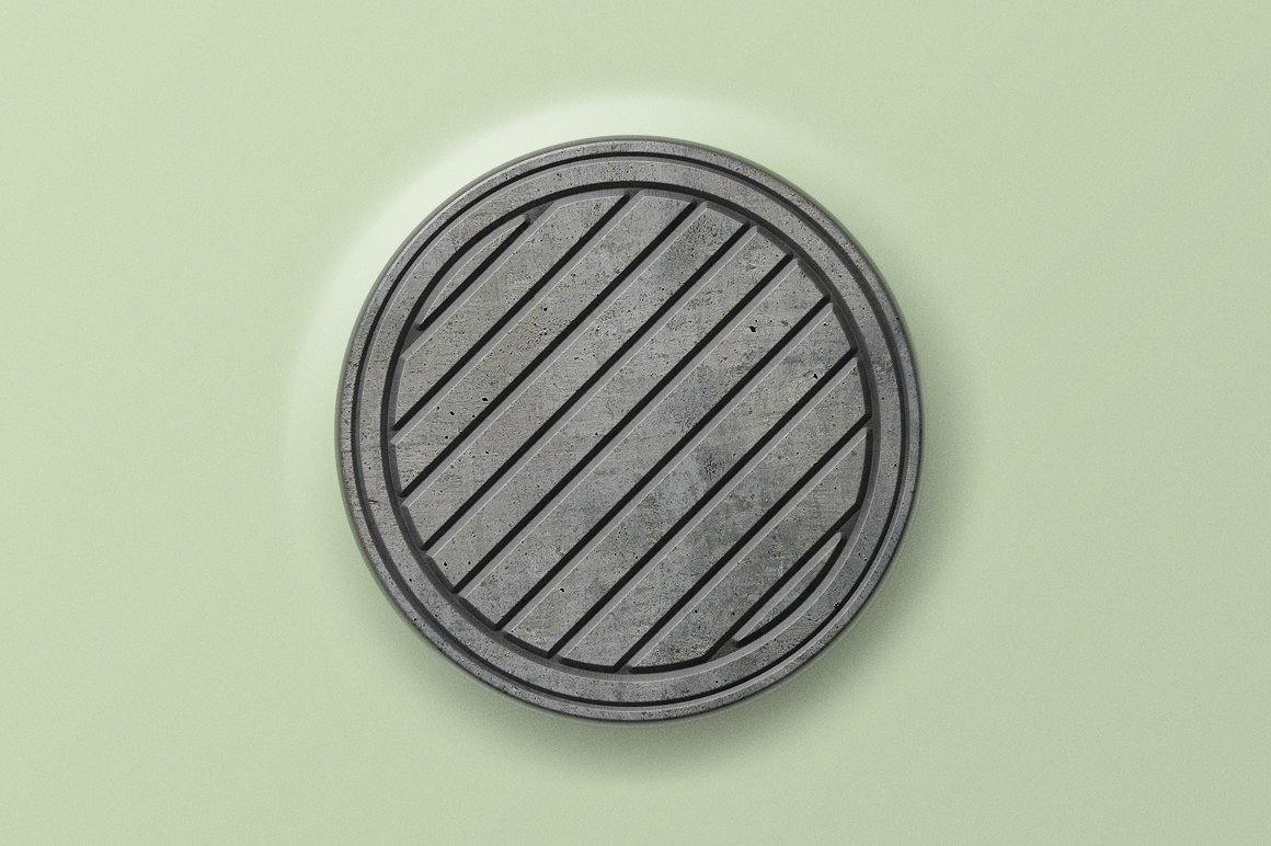 3D立体下水道沙井盖 Logo 样机模板 3D sewer