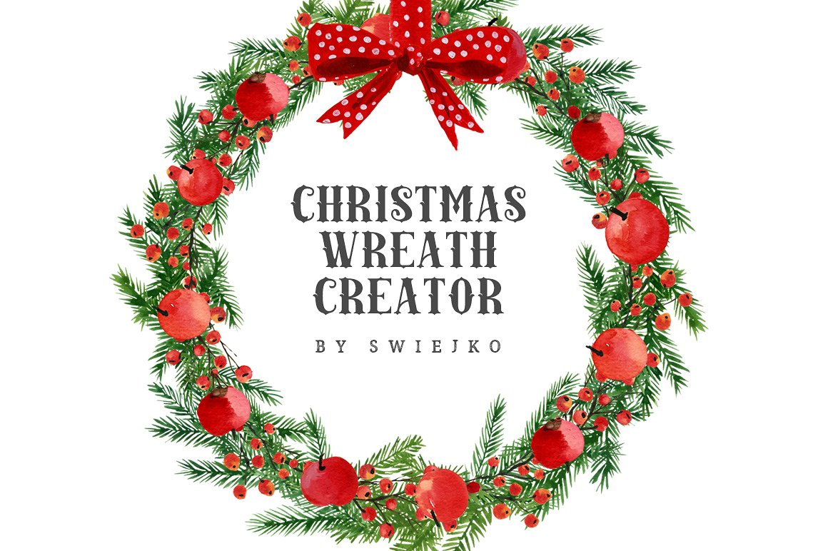 圣诞节花环装饰插画设计套装 Christmas Wreath