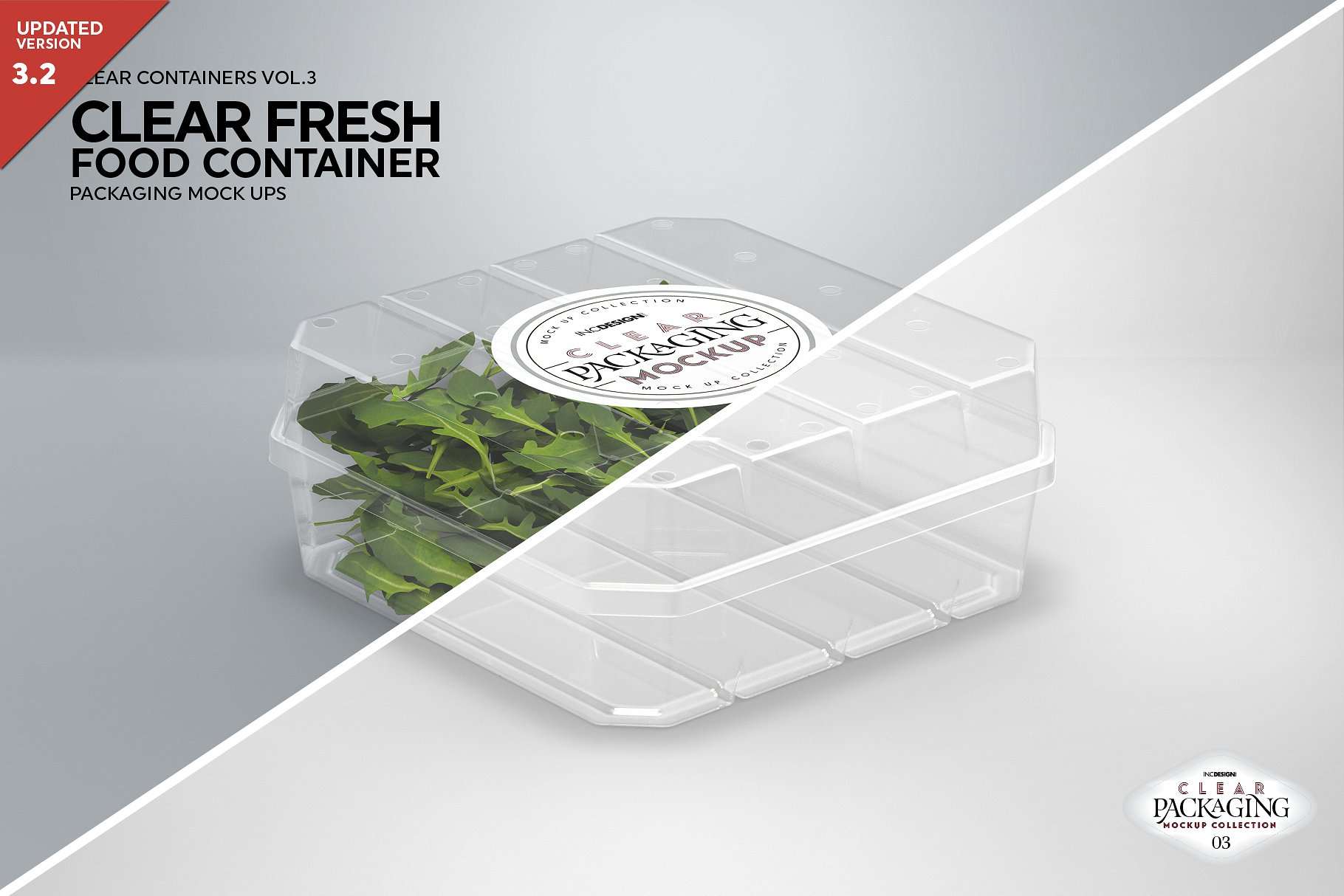 清新的新鲜食品容器样机展示模版Clear Fresh Foo