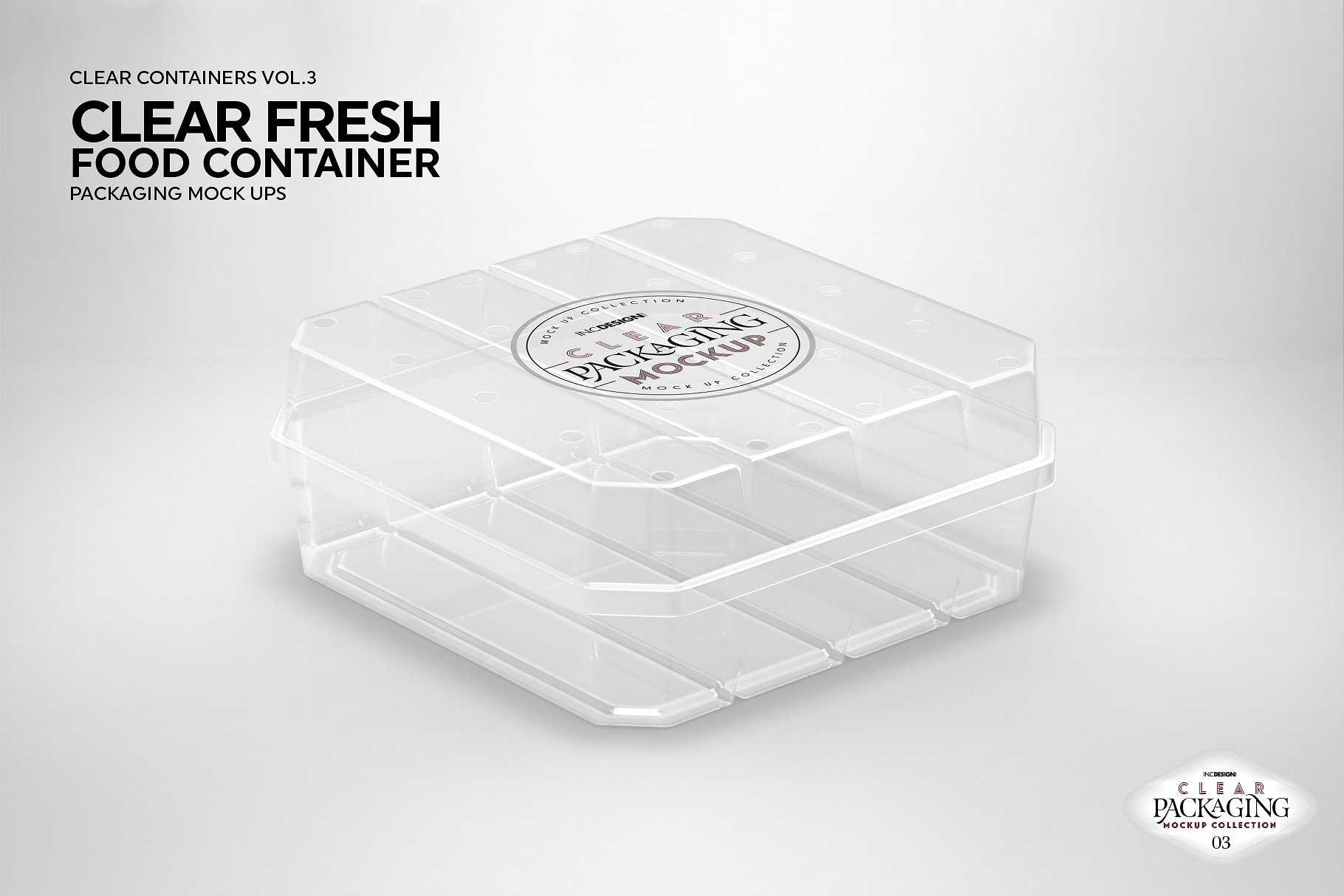 清新的新鲜食品容器样机展示模版Clear Fresh Foo