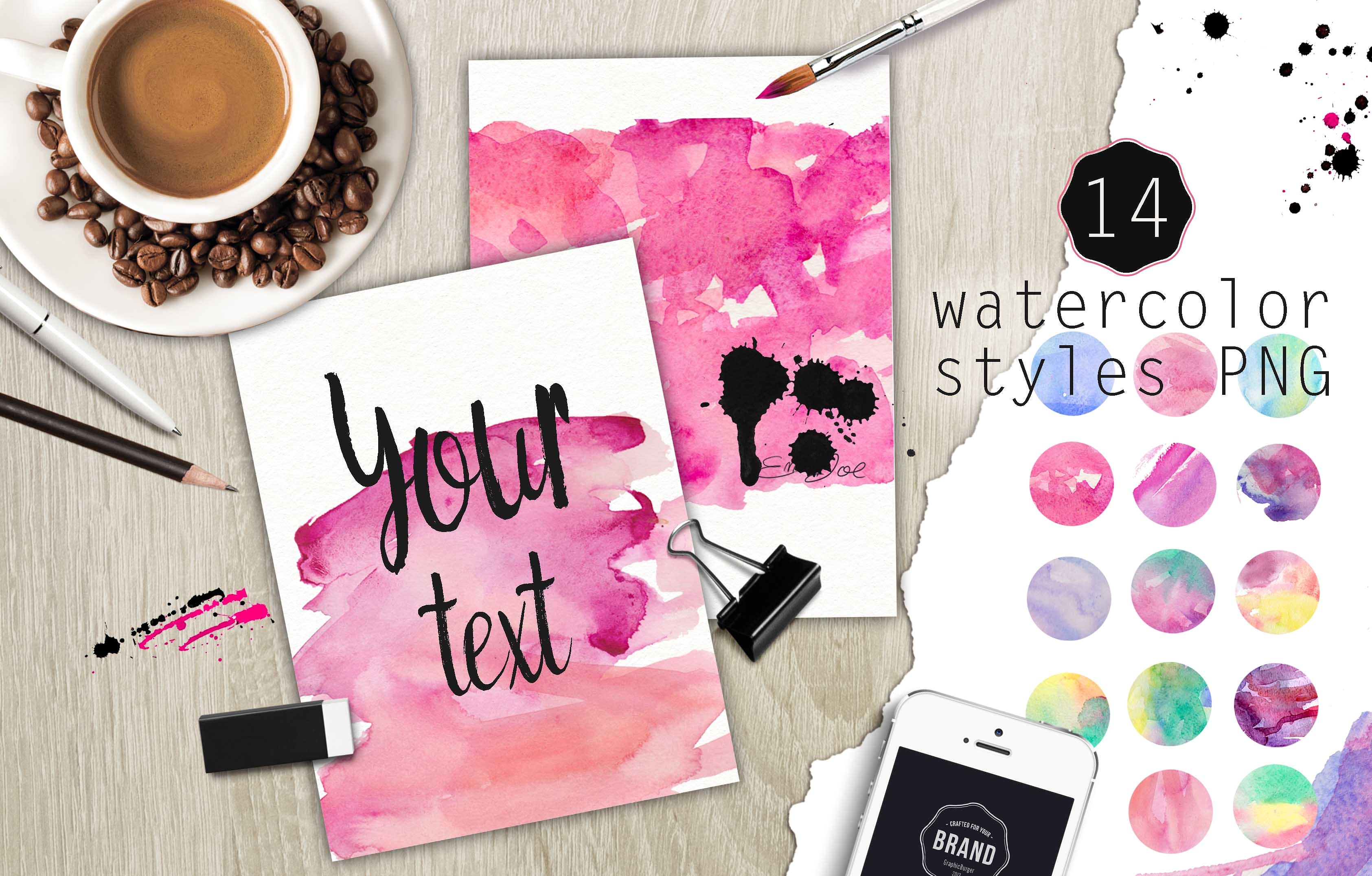 水彩花卉插画元素大合集 Watercolor Bundle