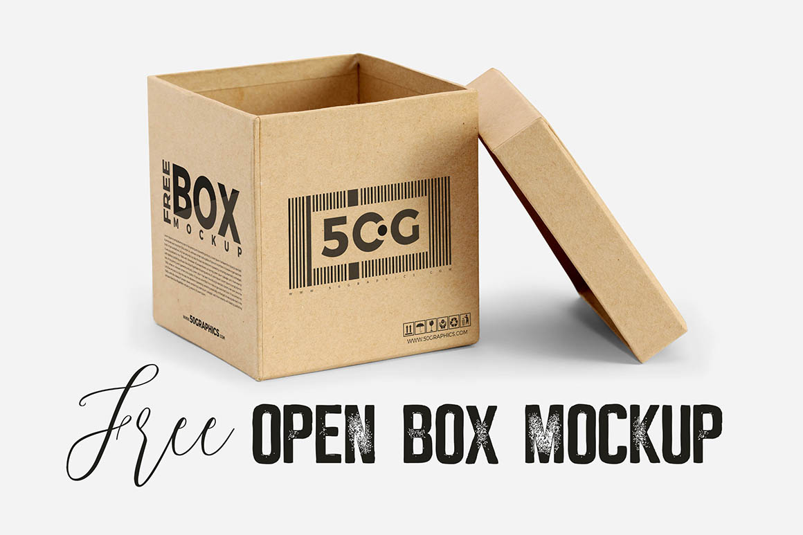 纸盒模型样机模板 Free Open Box Mockup