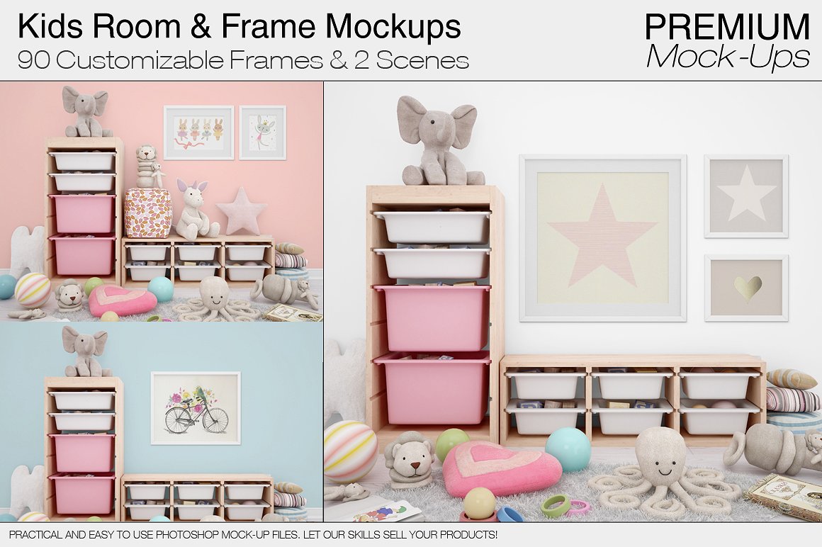 温馨可爱的孩子房间展示模型Kids_Room_Frame_M