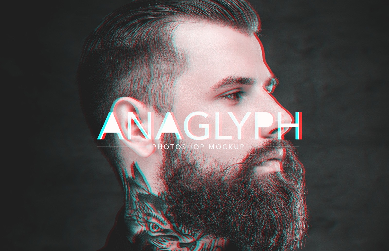 3D 浮雕照片效果样机 Anaglyph Photoshop