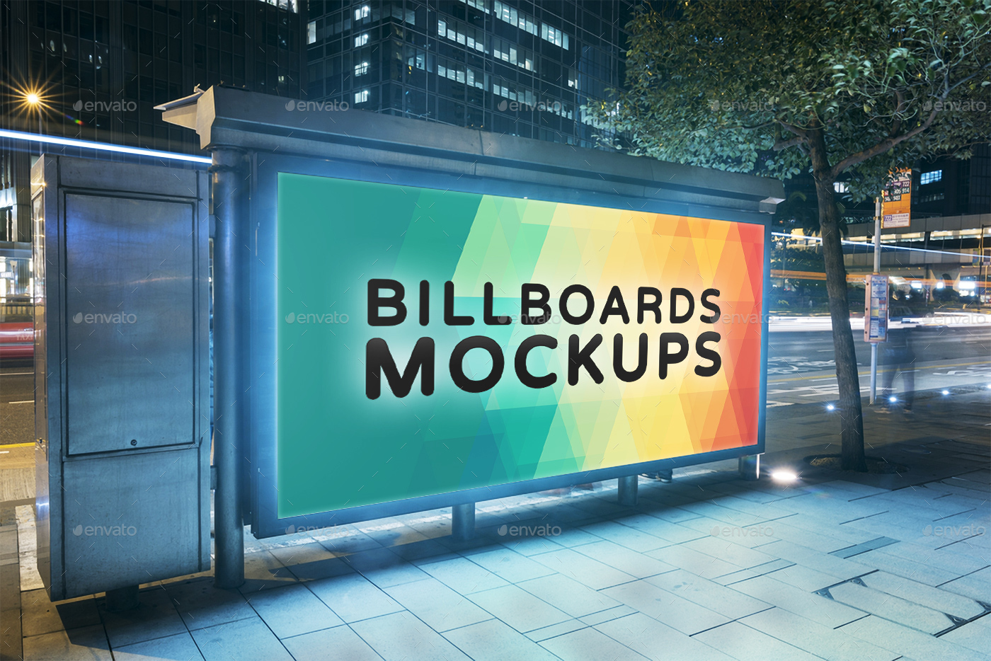 夜间广告牌展示样机模版 Billboards Mockups