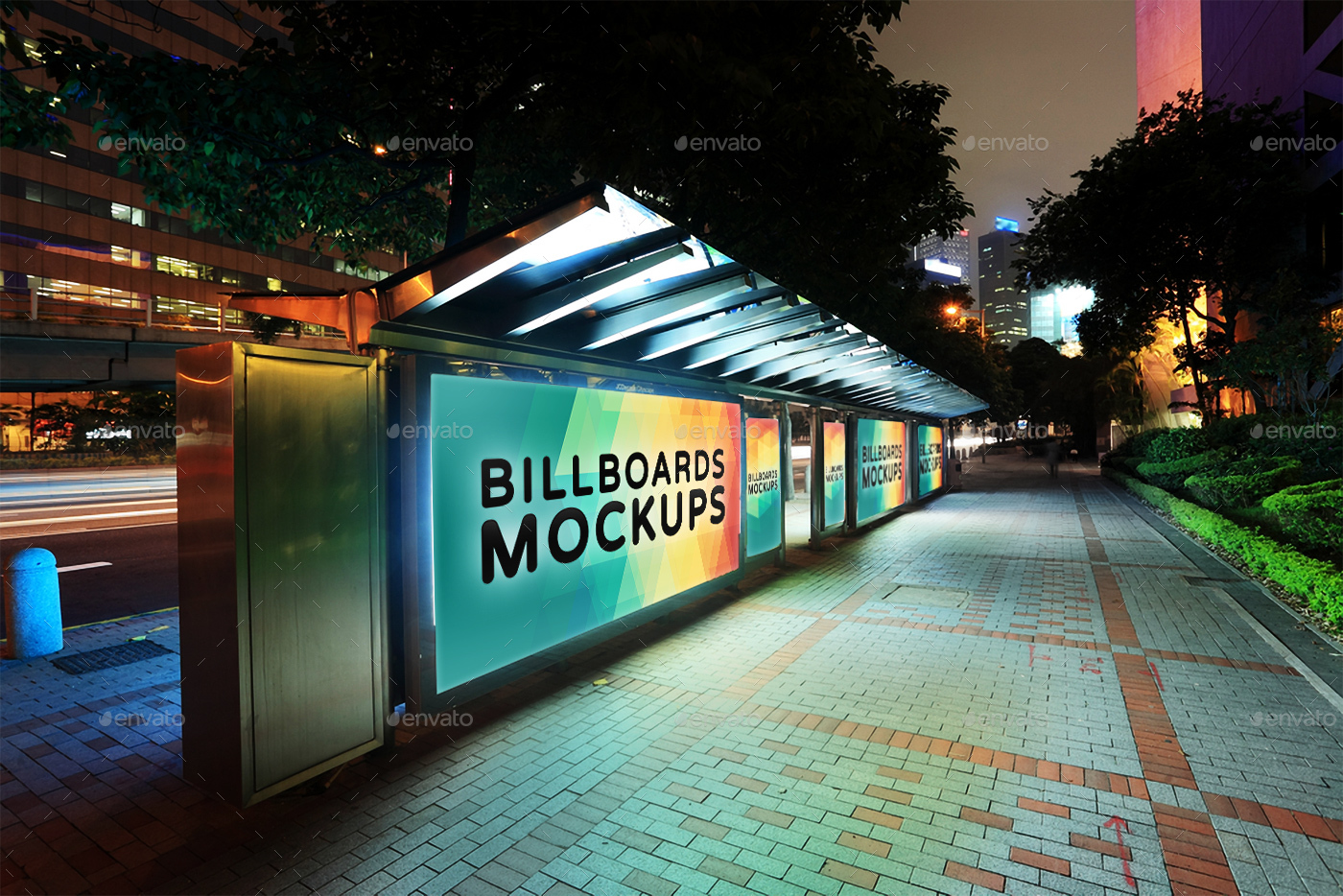 夜间广告牌展示样机模版 Billboards Mockups