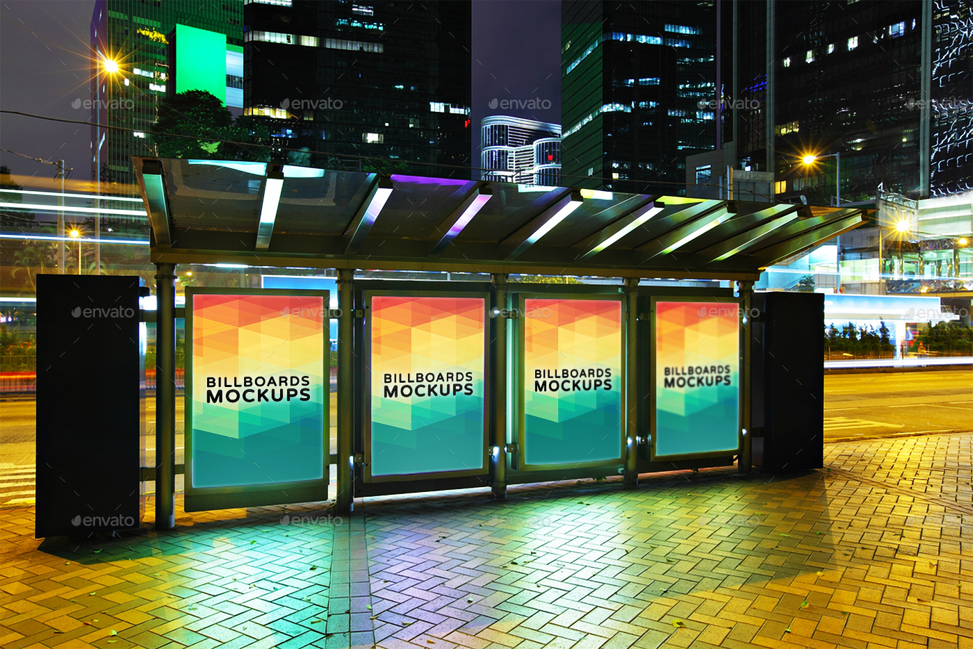 夜间广告牌展示样机模版 Billboards Mockups