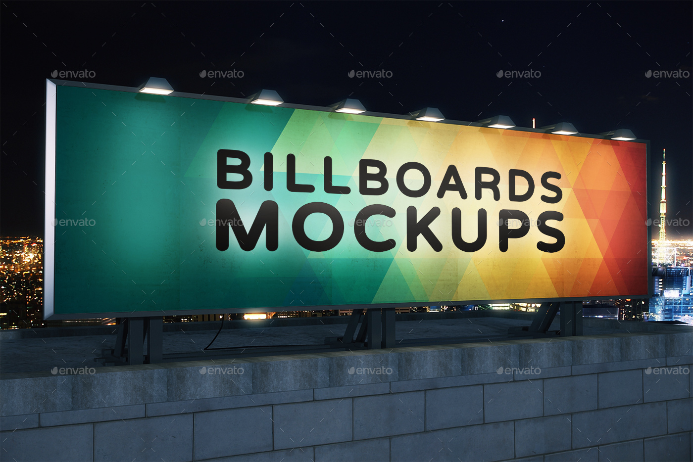 夜间广告牌展示样机模版 Billboards Mockups