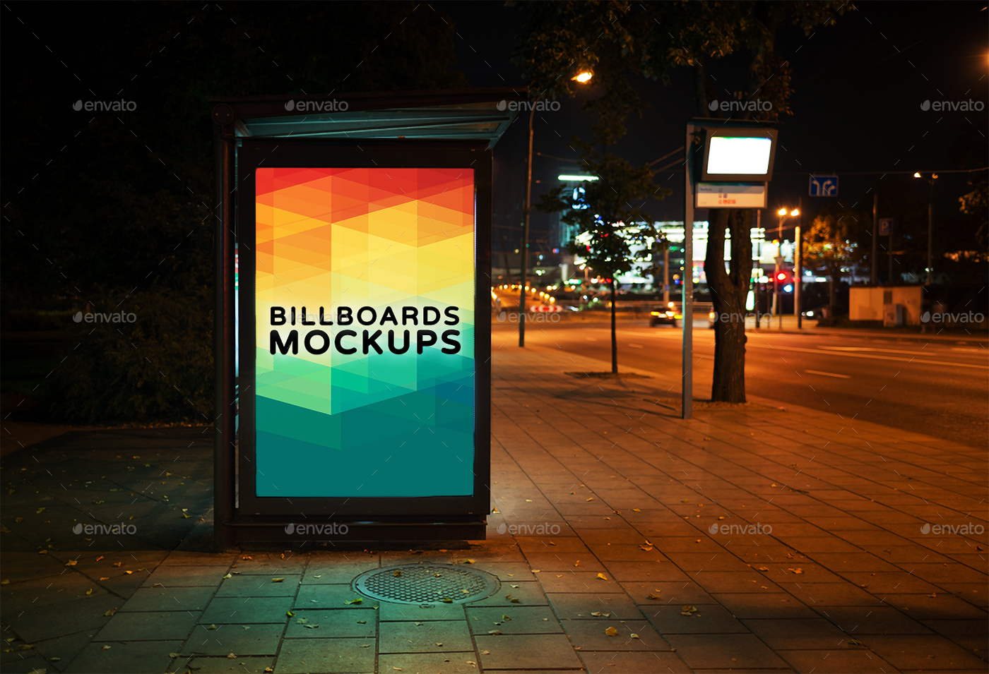 夜间广告牌展示样机模版 Billboards Mockups
