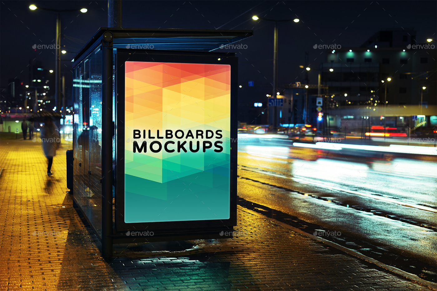 夜间广告牌展示样机模版 Billboards Mockups