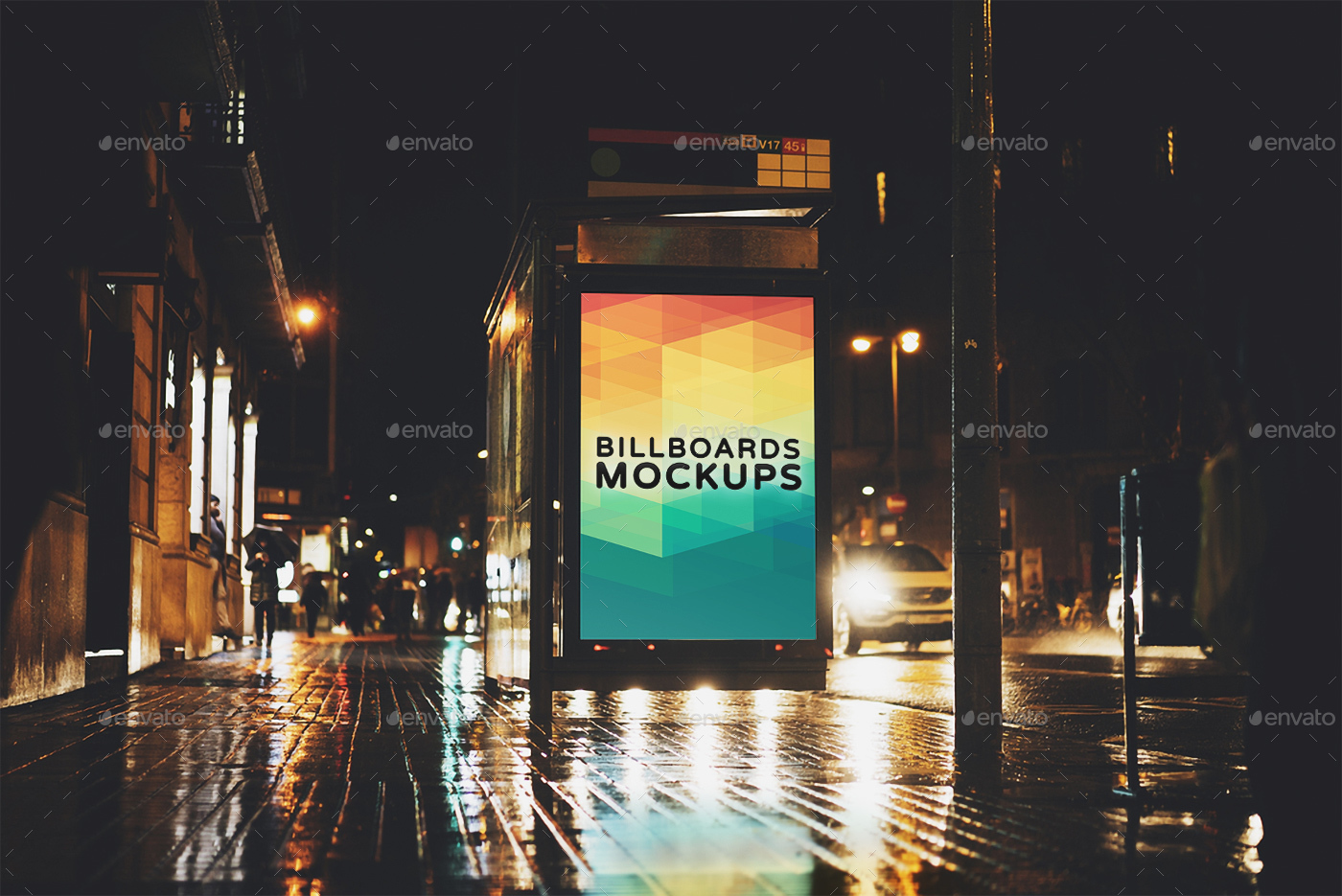 夜间广告牌展示样机模版 Billboards Mockups