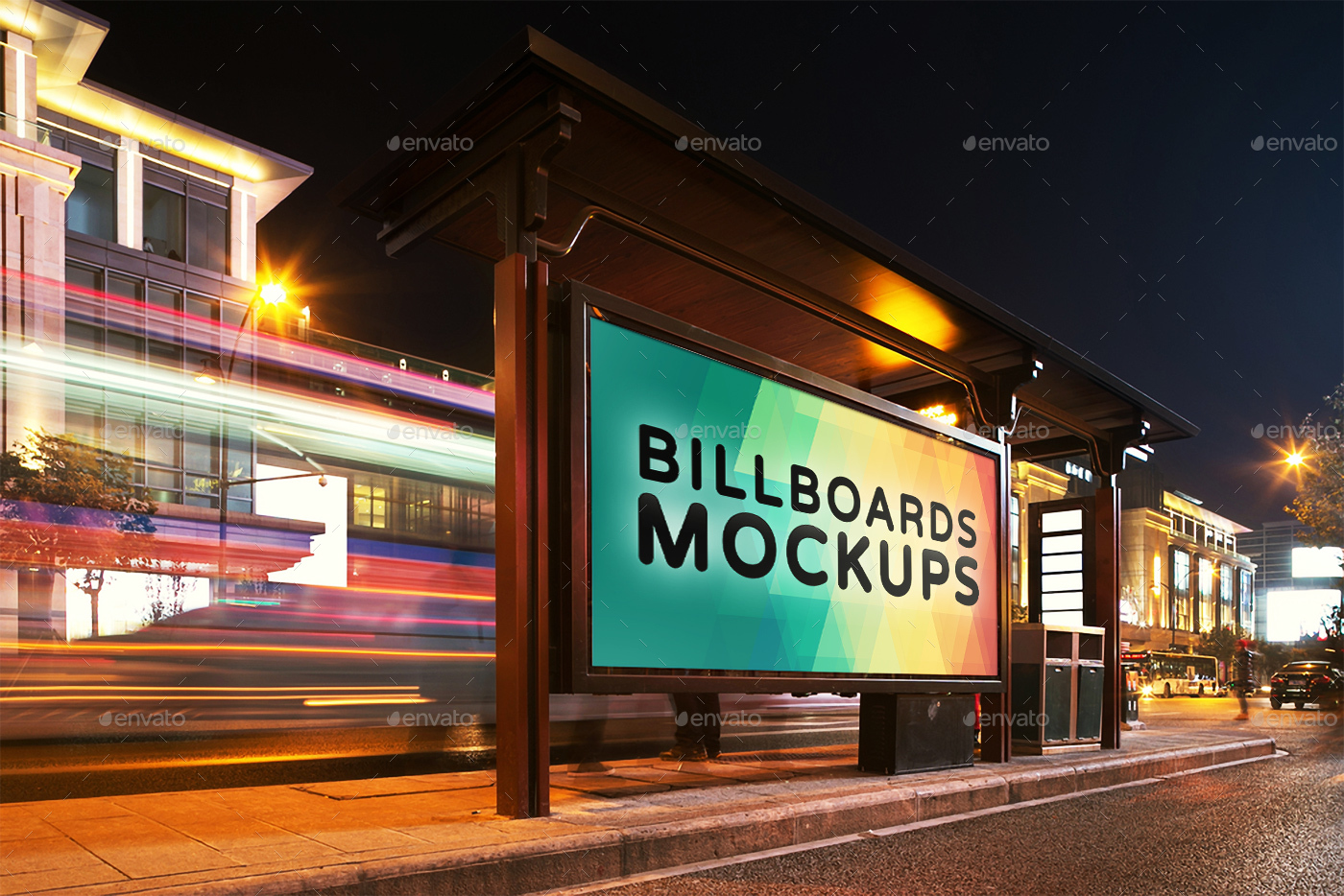 夜间广告牌展示样机模版 Billboards Mockups