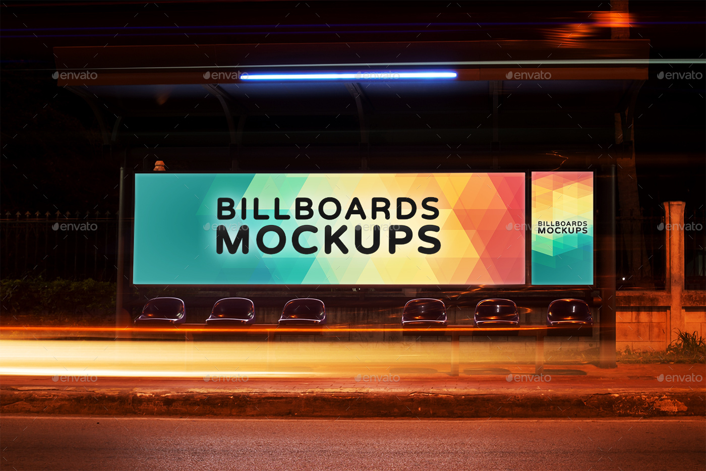 夜间广告牌展示样机模版 Billboards Mockups