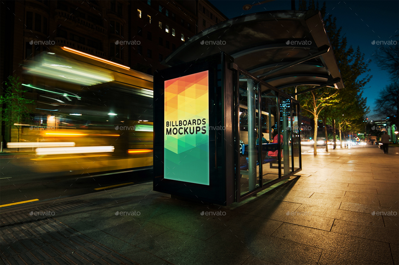 夜间广告牌展示样机模版 Billboards Mockups