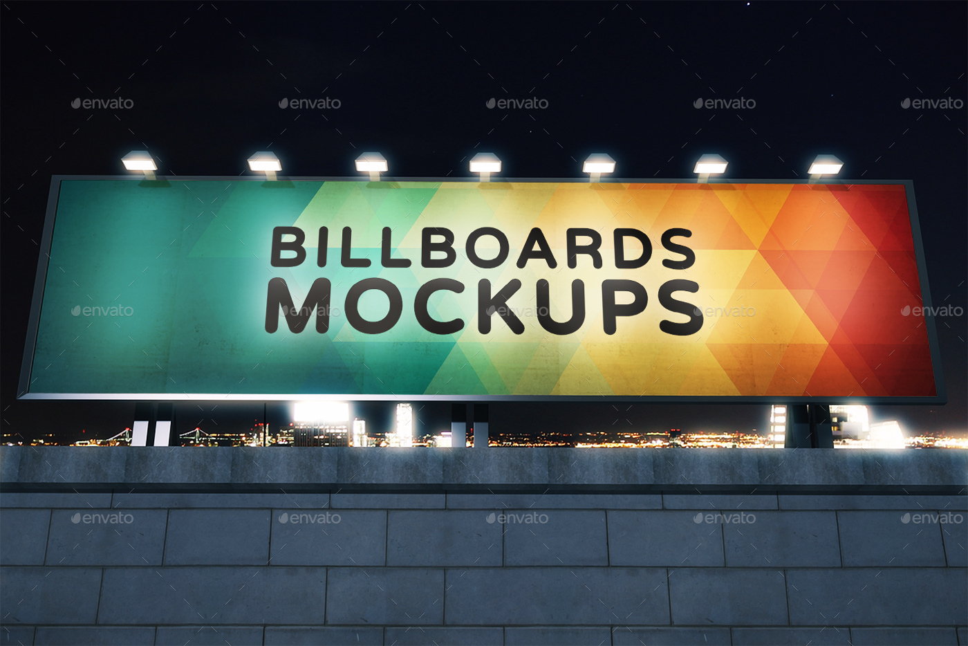 夜间广告牌展示样机模版 Billboards Mockups