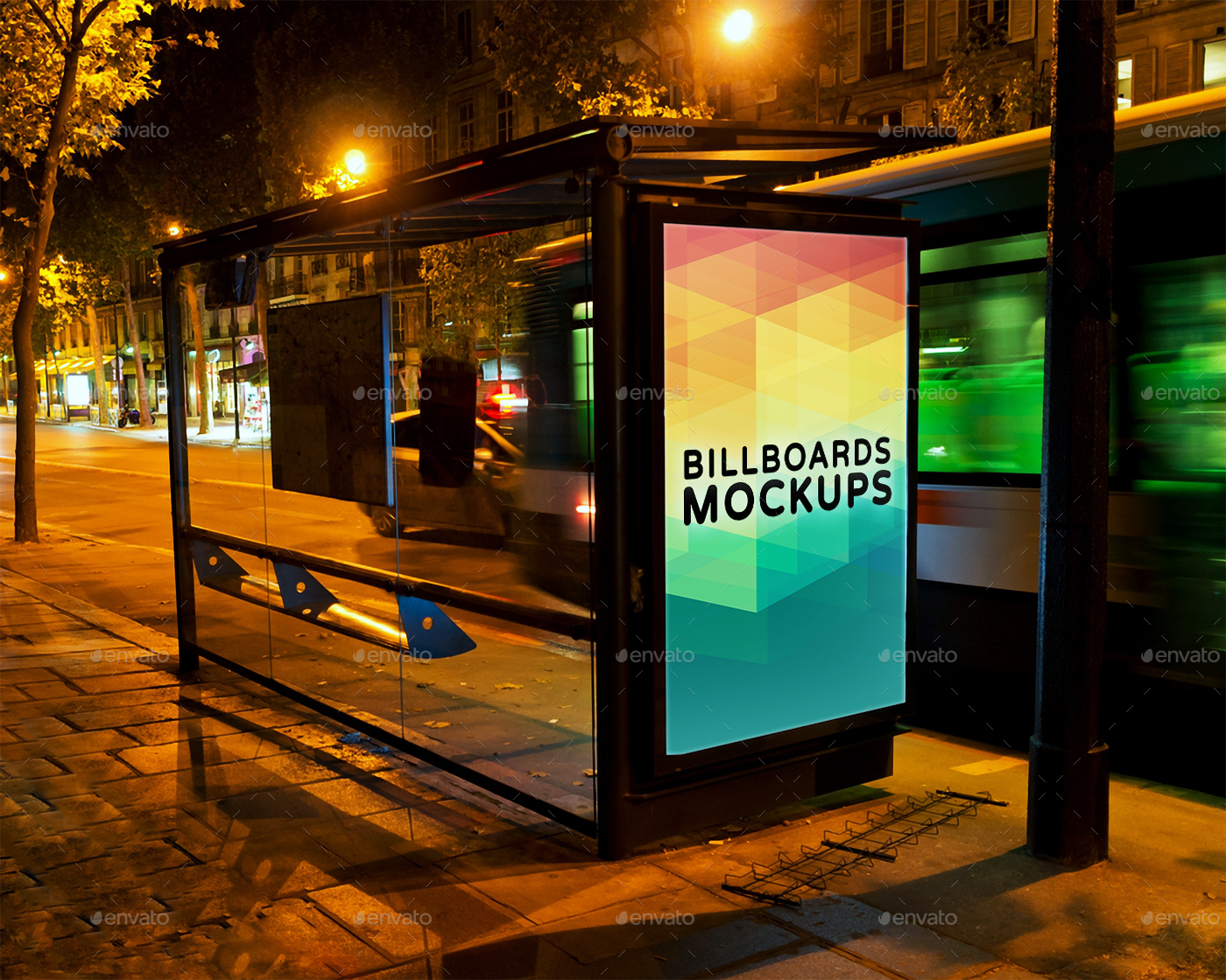 夜间广告牌展示样机模版 Billboards Mockups