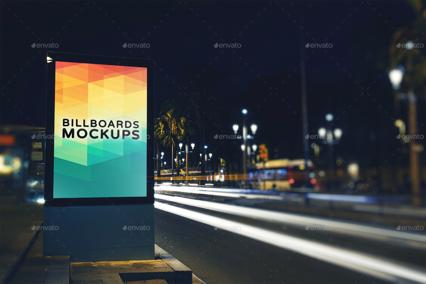 夜间广告牌展示样机模版 Billboards Mockups