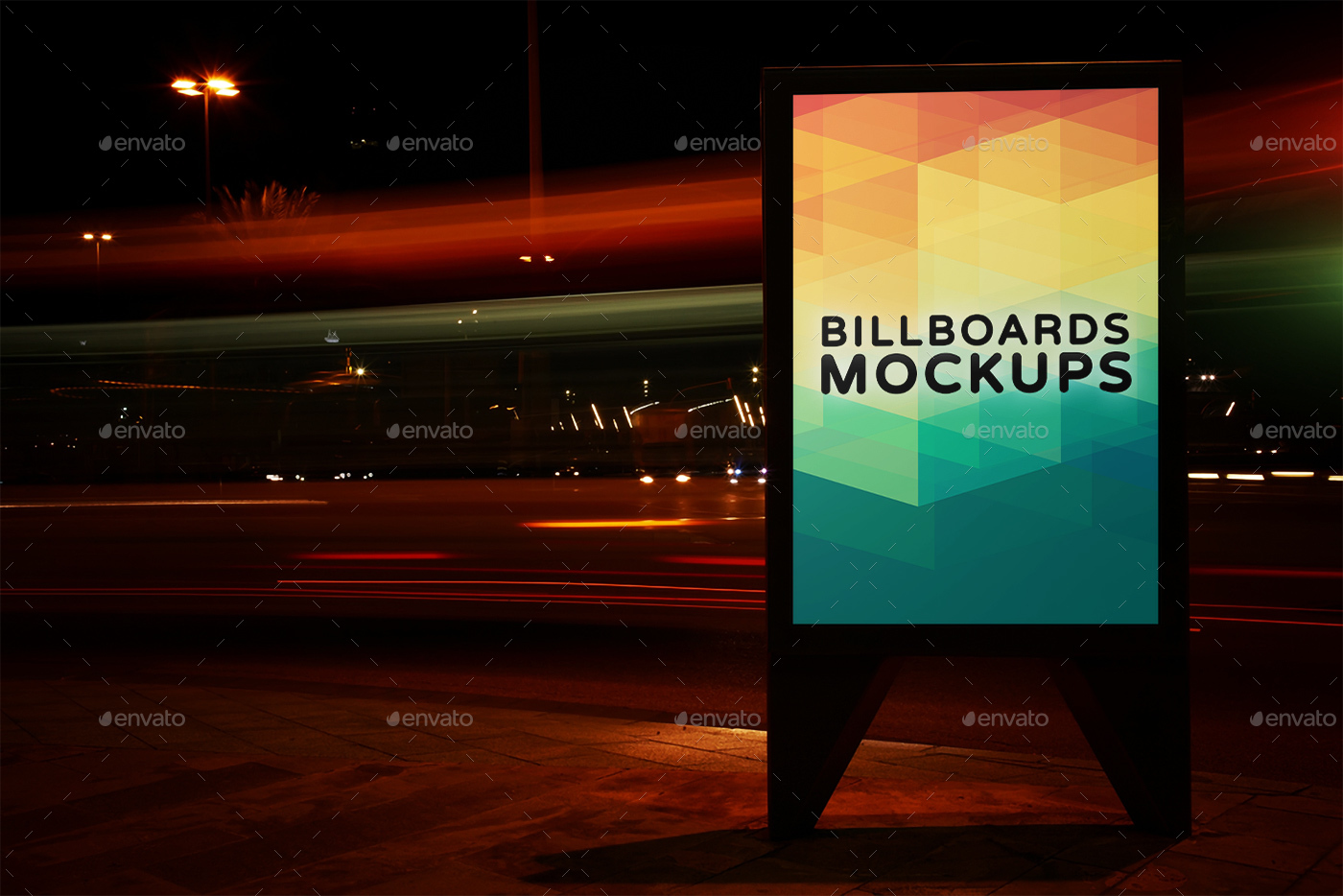 夜间广告牌展示样机模版 Billboards Mockups