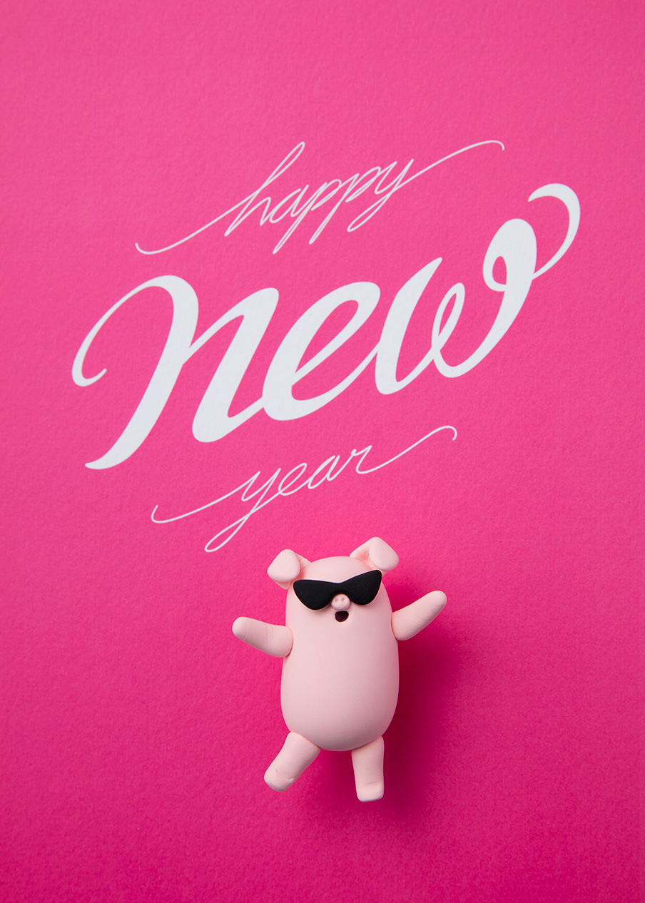 超酷2019粉色系新年猪猪侠和兔子高清素材