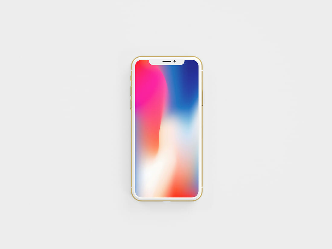 金色iPhone X手机前视图贴图展示模版 Gold Fro