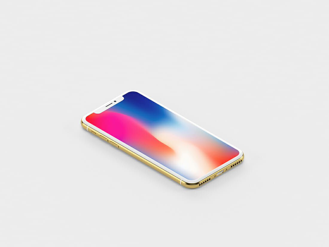 金色iPhone X手机等距视觉贴图展示模版 Gold Is