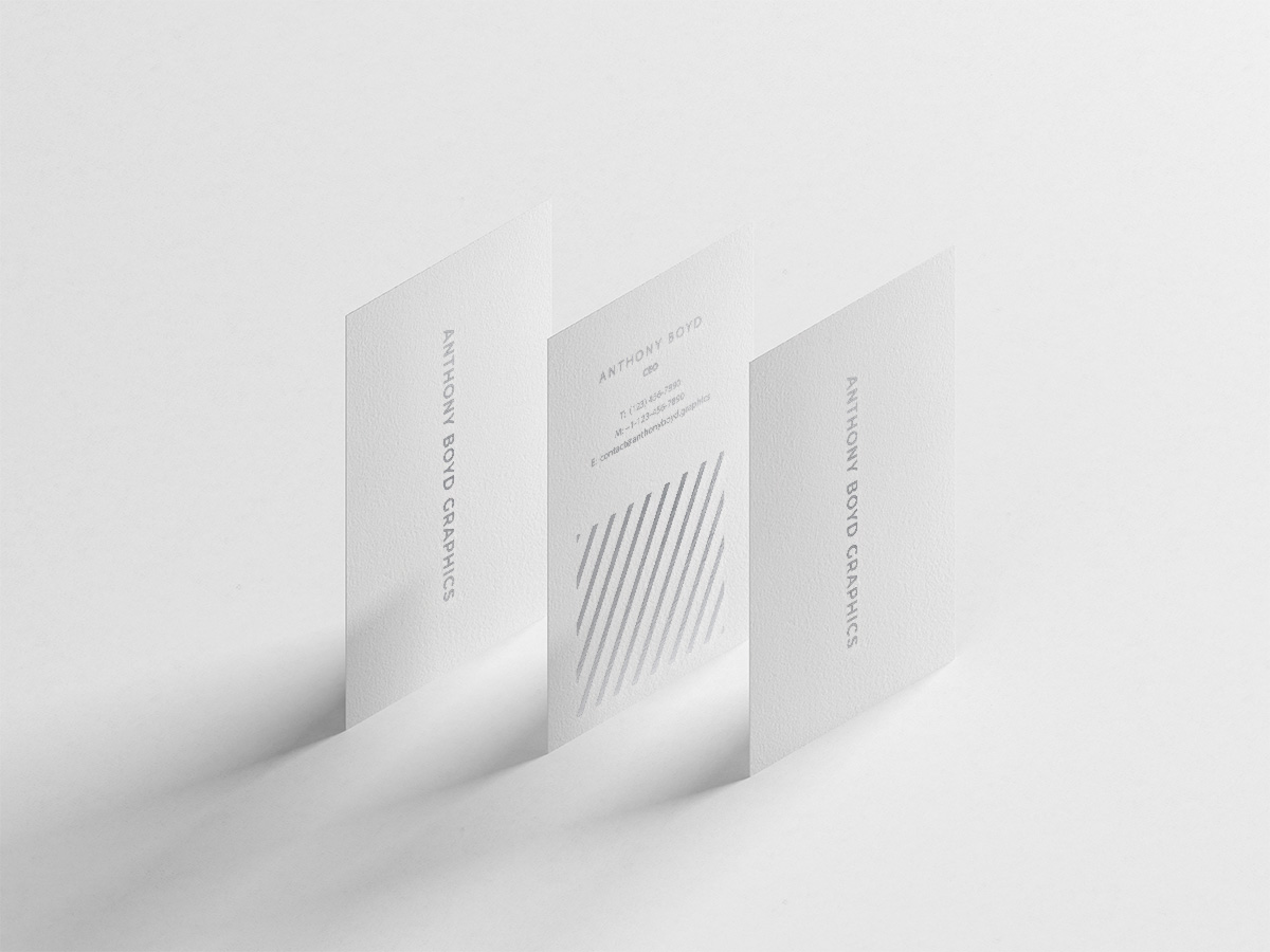 四色质感名片设计贴图展示模版 Modern Vertical