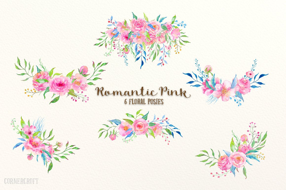 浪漫粉色水彩设计套装 Design Kit Romantic