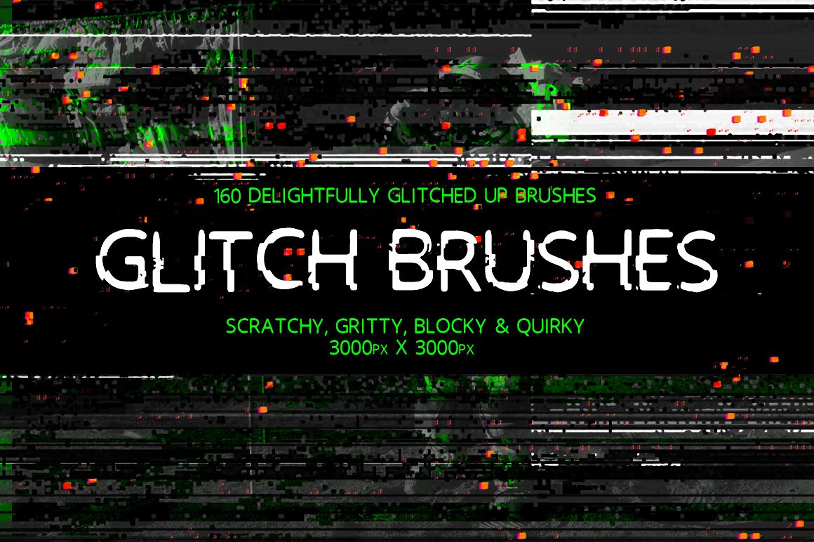 毛刺质感的PS笔刷Glitch_Brushes #15960