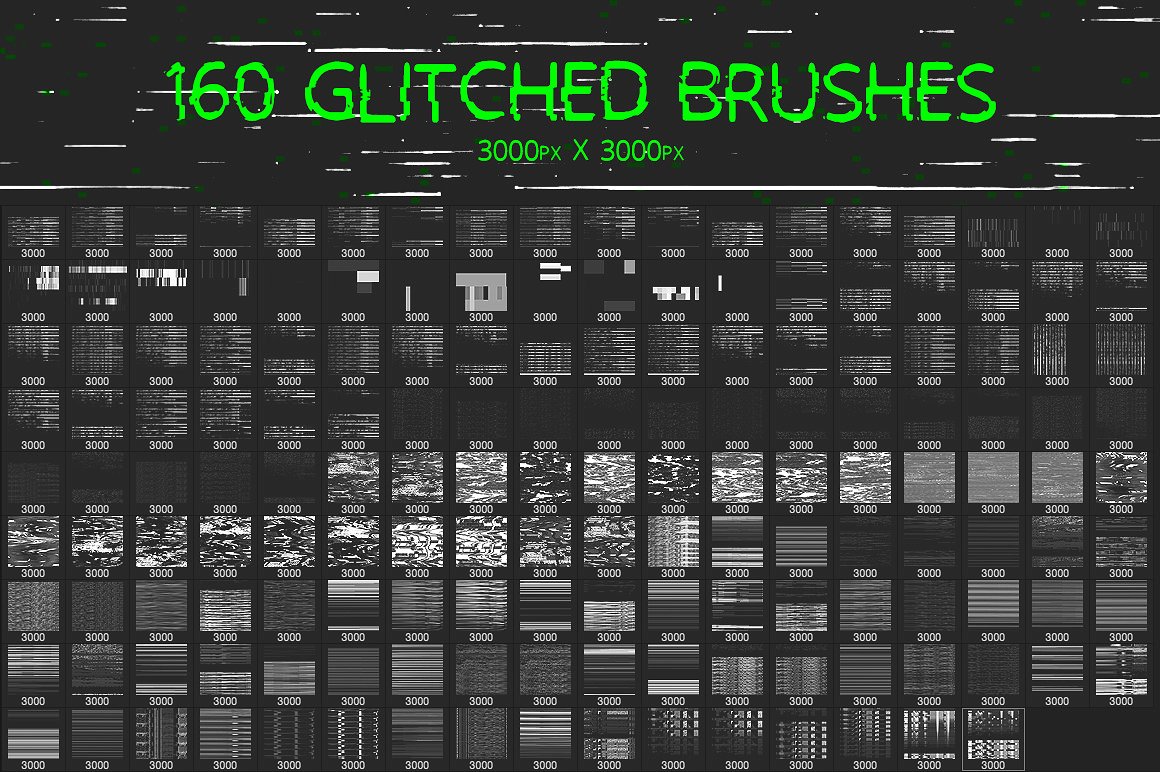 毛刺质感的PS笔刷Glitch_Brushes #15960