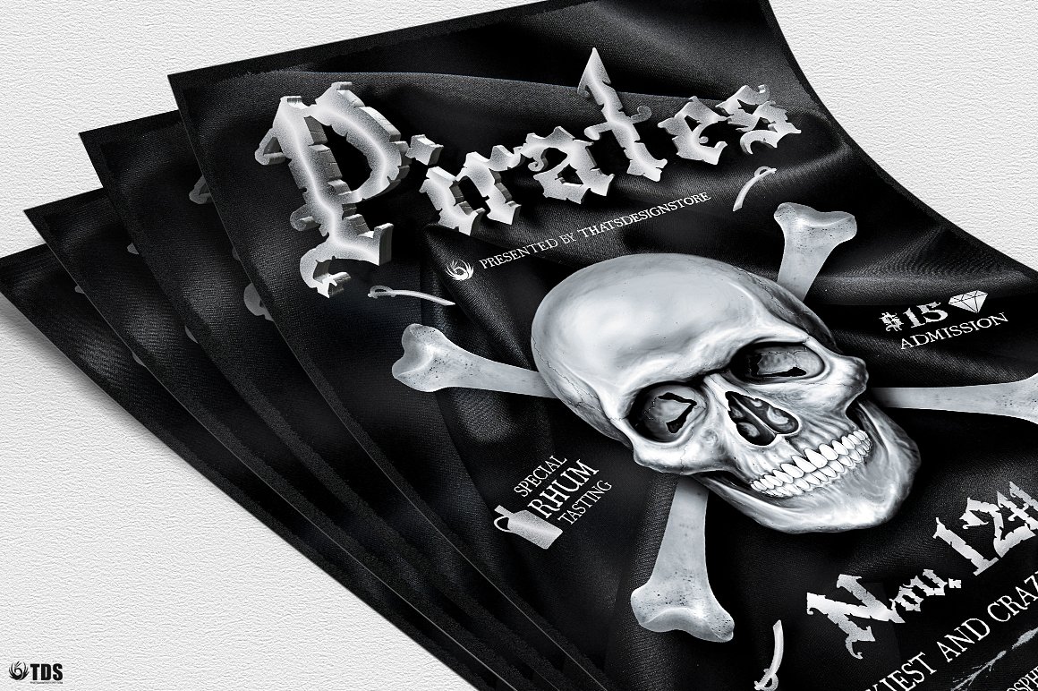 海盗主题派对传单PSD模板 Pirates Party Fl