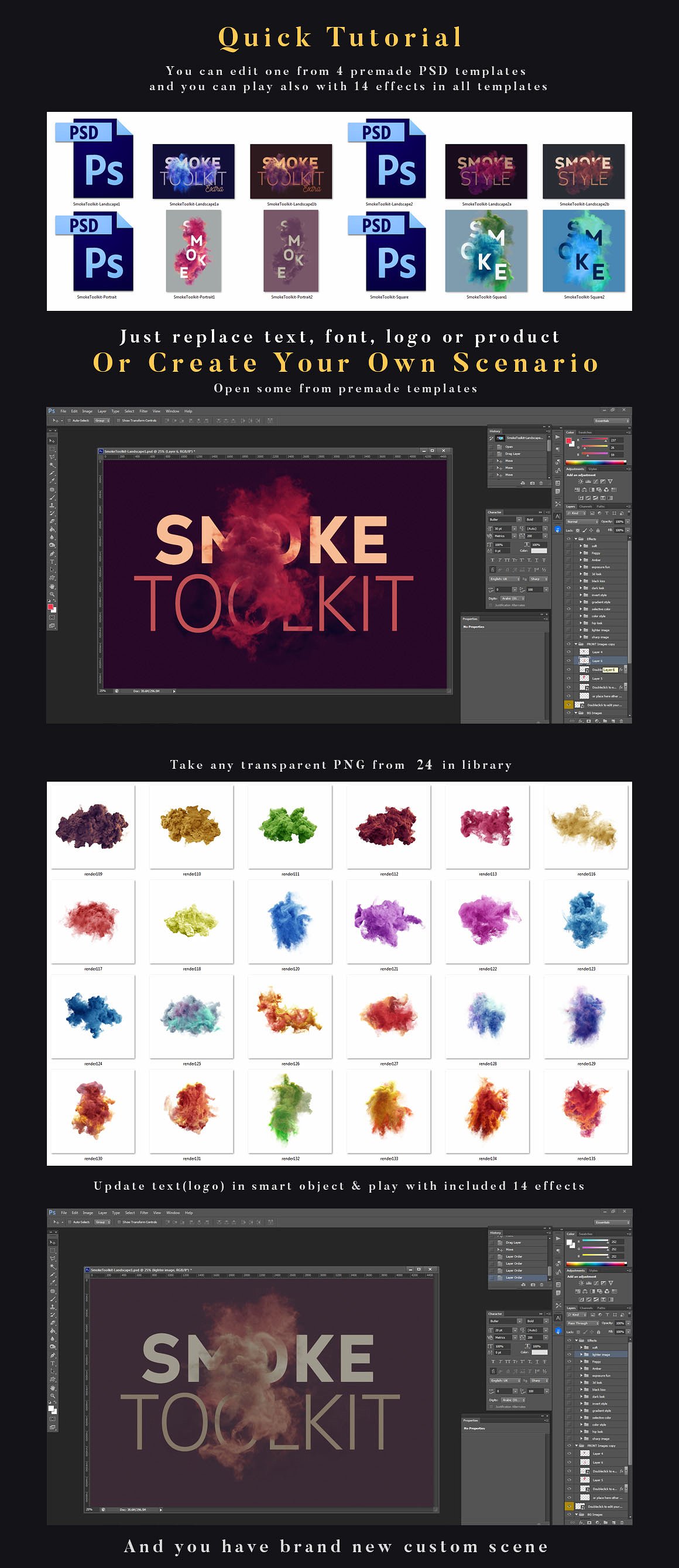 Photoshop彩色烟雾特效文件工具包PSD_Smoke_