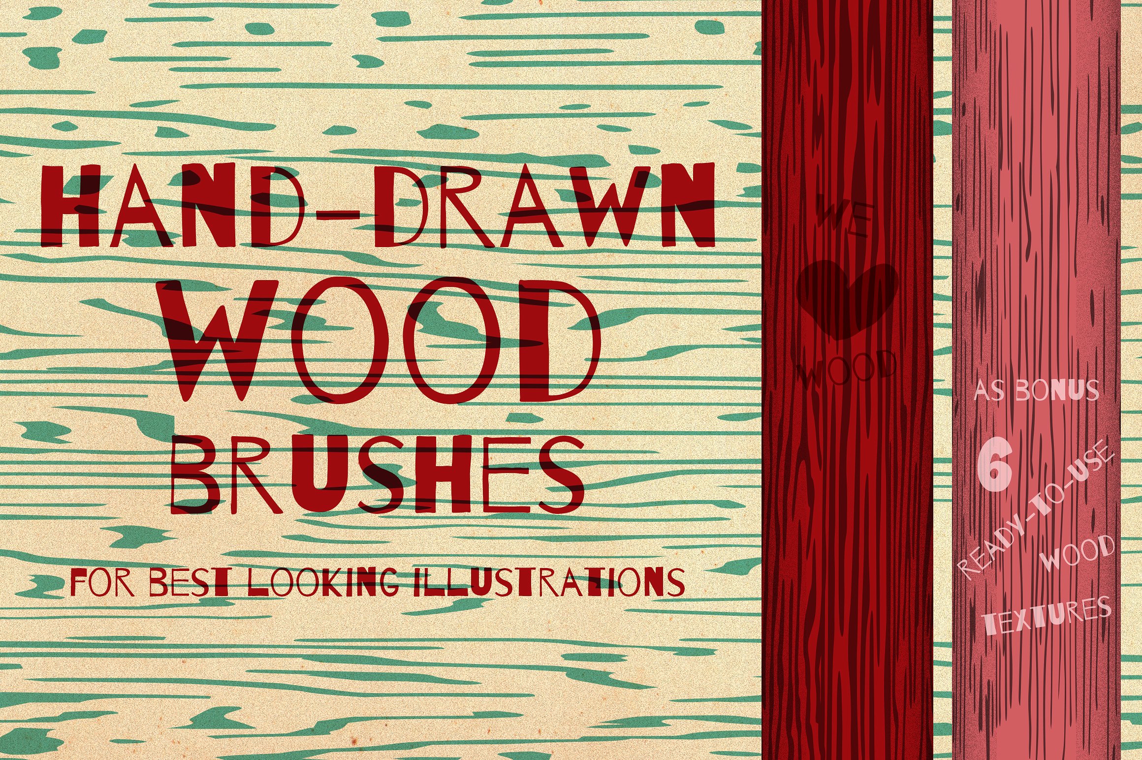 手绘木头纹理笔刷 Wood brushes drawn by