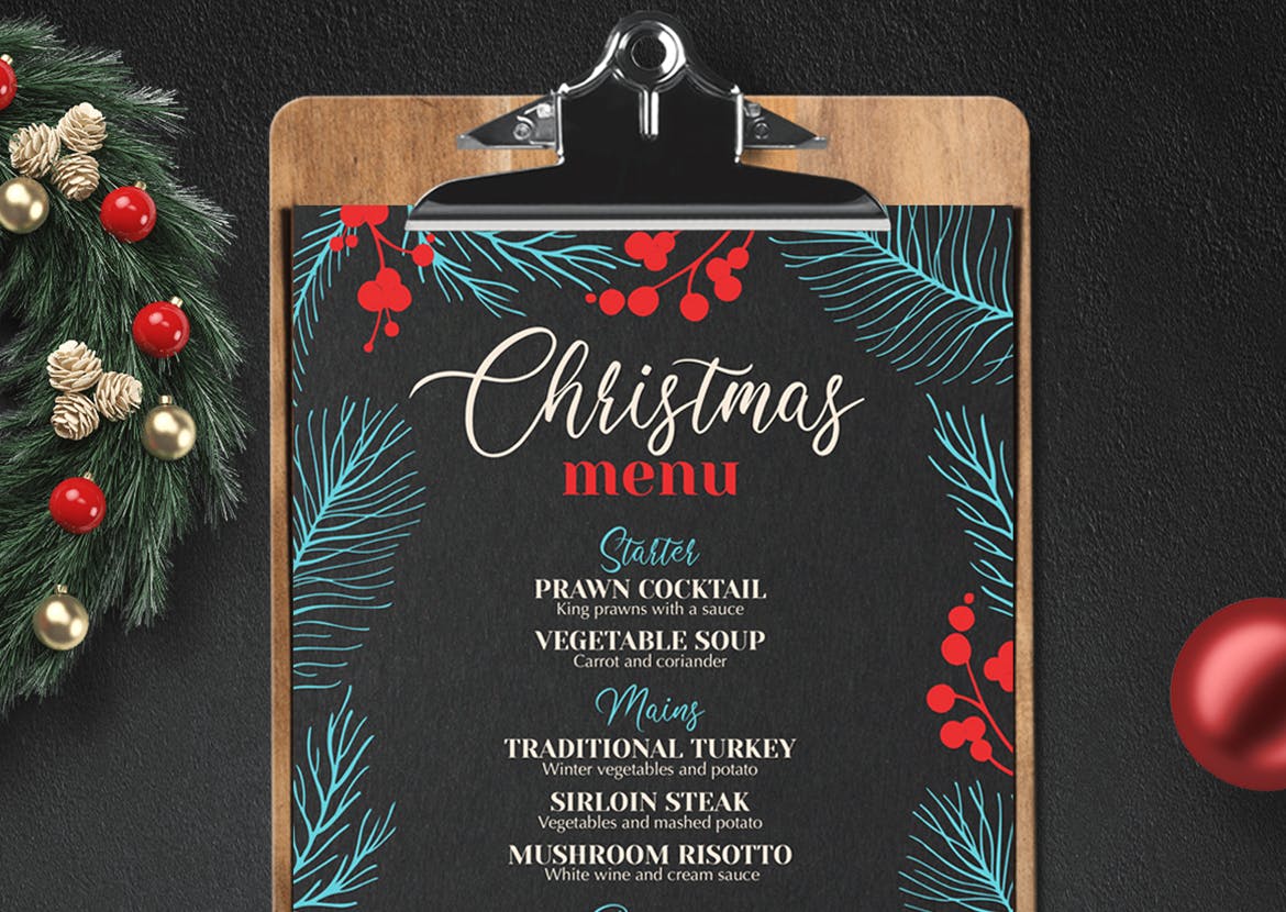 新年圣诞晚餐派对菜单宣传单DM海报设计模板 Birds-of