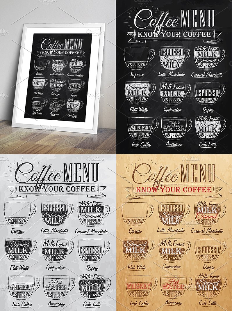 咖啡厅咖啡菜单海报模板 Coffee-Menu