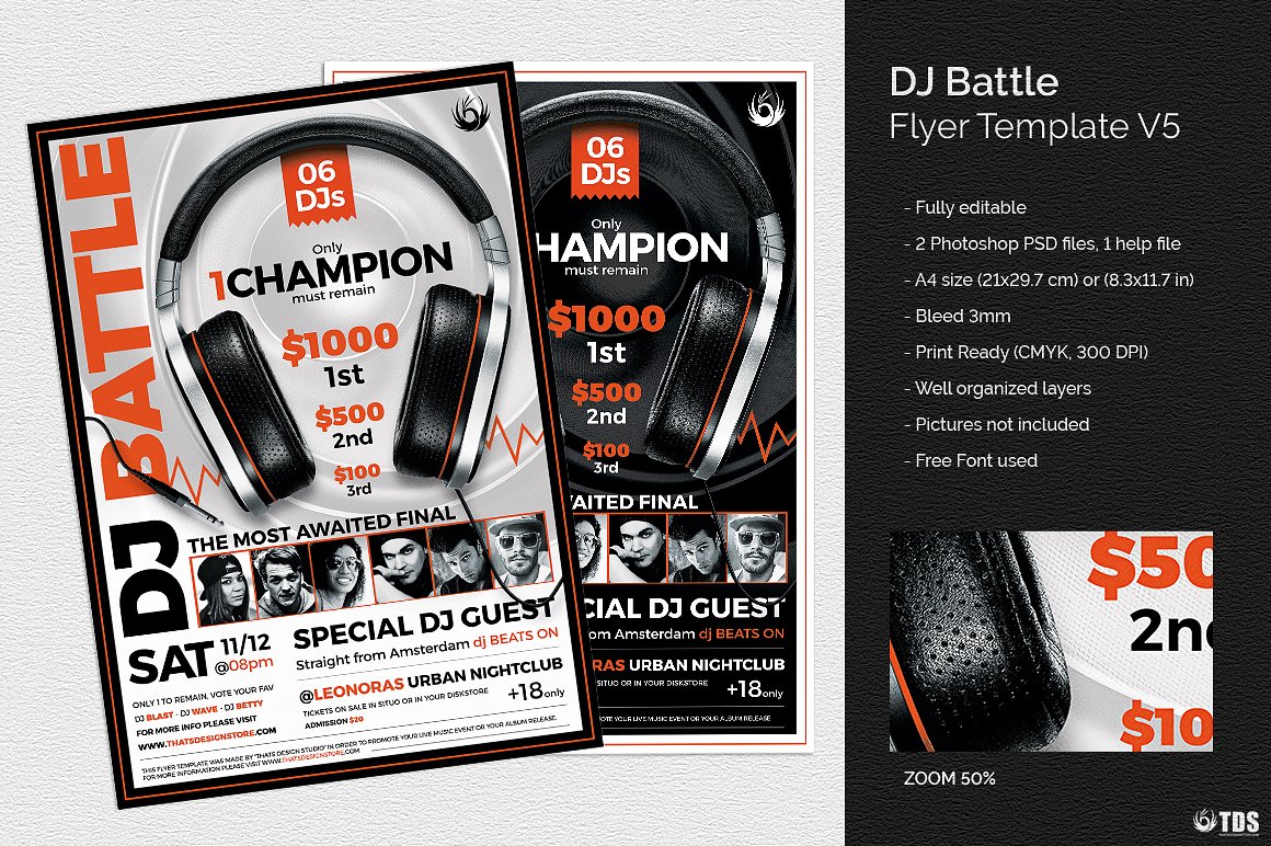 DJ对决盛典海报传单PSD模板DJ-Battle-Flyer