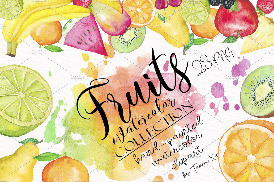 水彩水果插画合集 Fruit-Watercolor-Coll