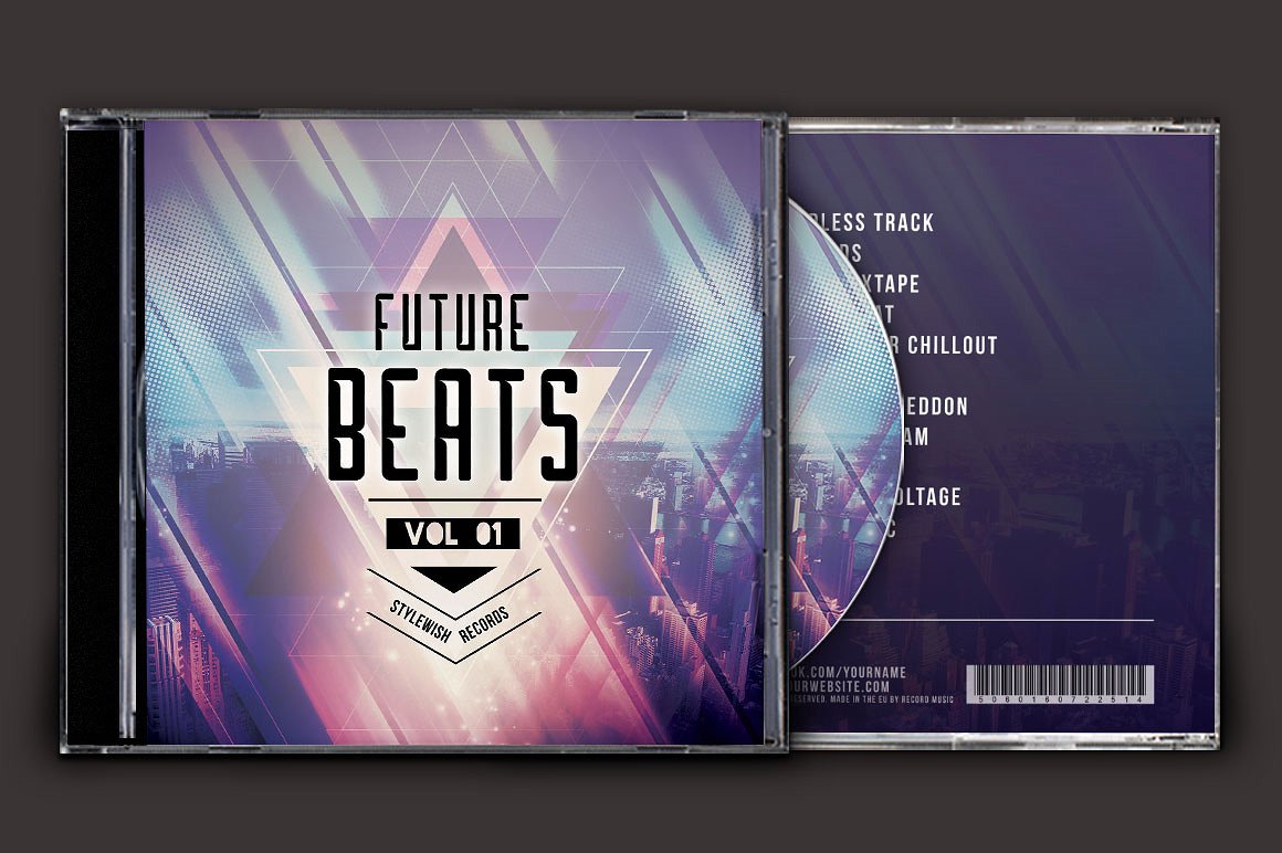 未来节拍音乐CD封面模板 Future-Beats-CD-C