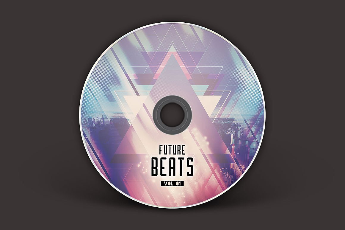 未来节拍音乐CD封面模板 Future-Beats-CD-C