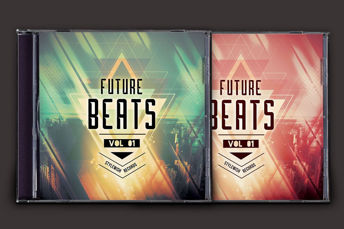 未来节拍音乐CD封面模板 Future-Beats-CD-C