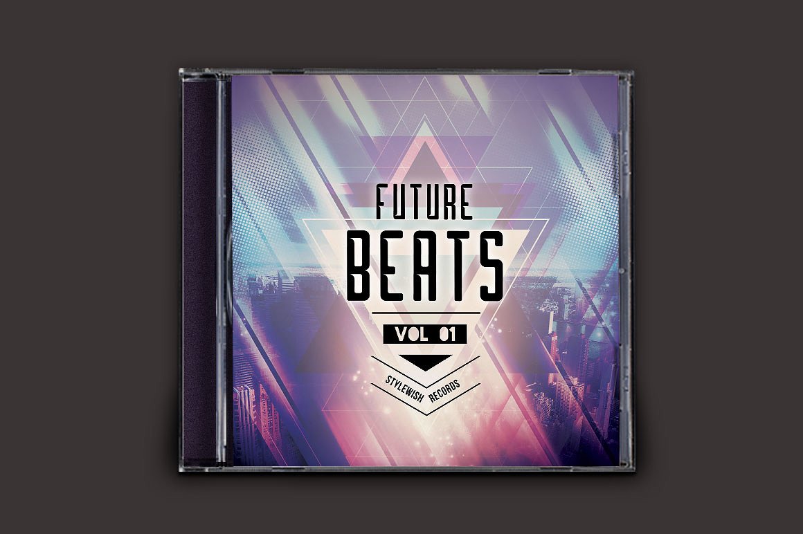 未来节拍音乐CD封面模板 Future-Beats-CD-C