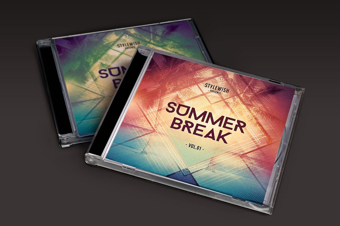 夏日节奏音乐CD封面模板 Summer Break CD C